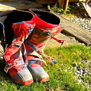 Fox comp 5 motocross boots, men’s size 12, red and blue